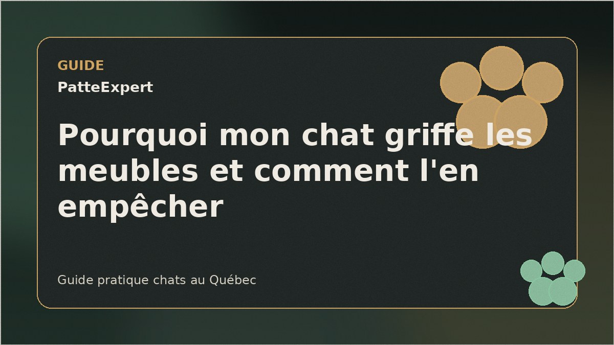 Un chat tigré griffant le coin d'un canapé en tissu gris