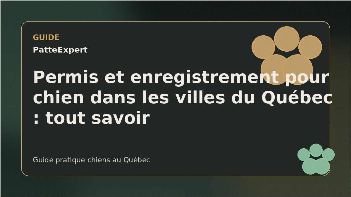 Un chien fier portant sa médaille d'enregistrement dans une rue de Québec