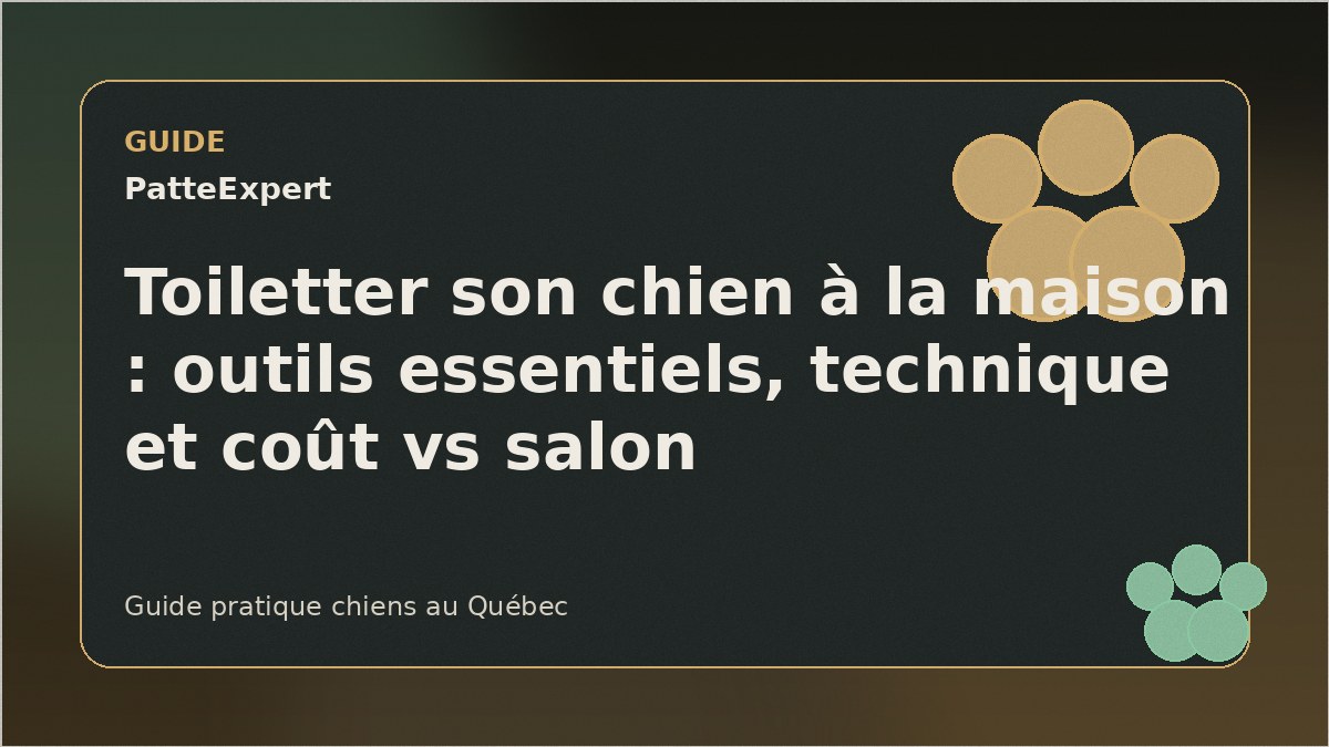 Un chien se faisant brosser avec douceur dans un environnement domestique.
